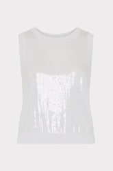 Sequin Knit Shell Top Ecru | Milly Women