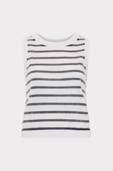 Sequin Knit Shell Top Ecru/Navy | Milly Women