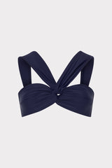 Olivia Draped Bandeau Top Navy | Milly Women