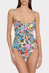 Rainbow Oasis Belted One Piece Black Multi | Milly Women