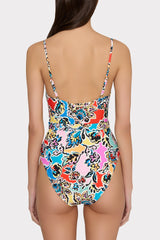 Rainbow Oasis Belted One Piece Black Multi | Milly Women