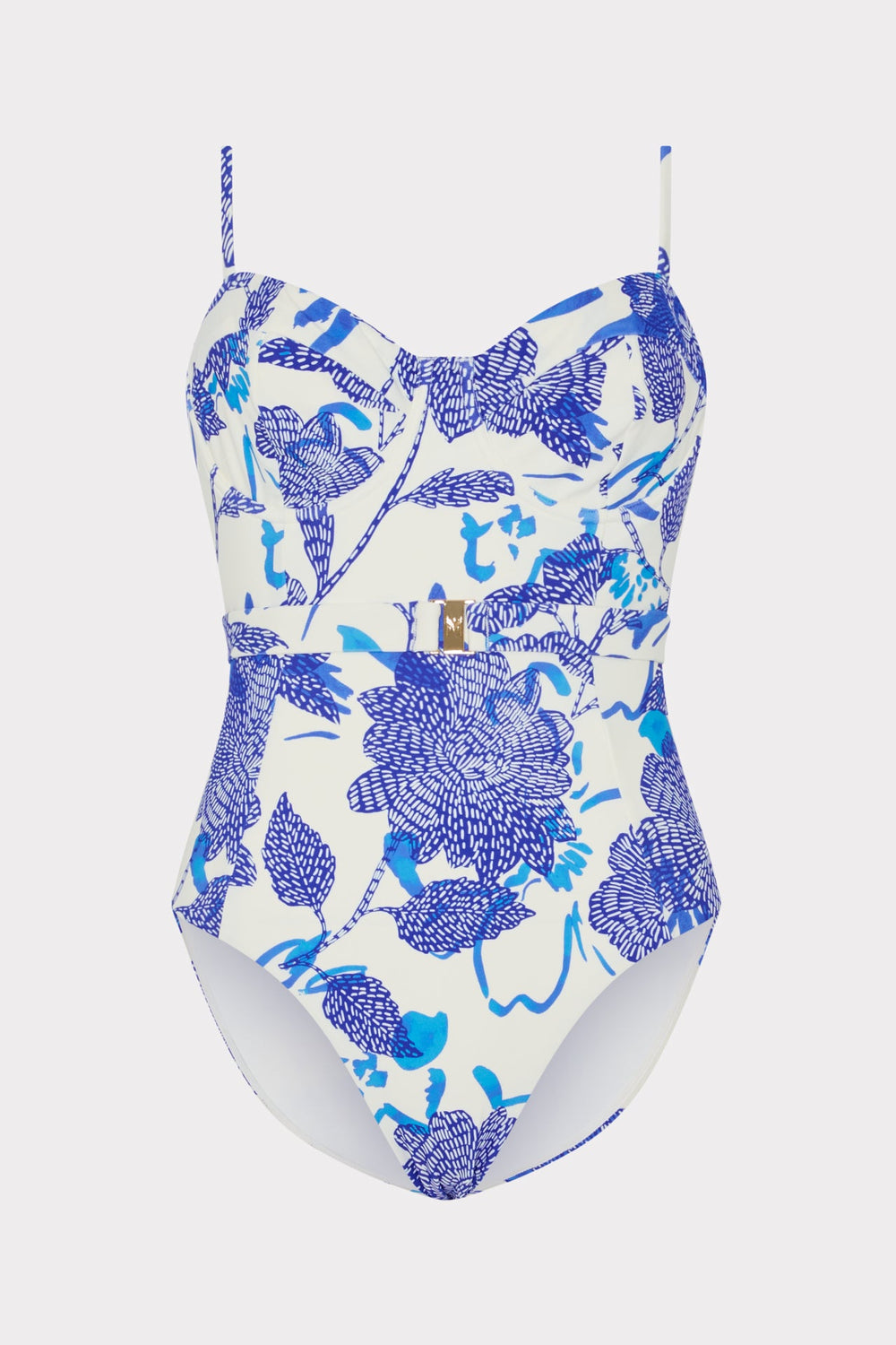 Brushwork Floral Belted One Piece Blue Multi | Milly Women