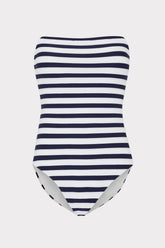 Nautical Metallic Stripe Strapless One Piece Navy/White | Milly Women