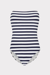 Nautical Metallic Stripe Strapless One Piece Navy/White | Milly Women