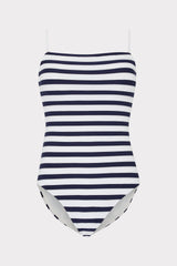 Nautical Metallic Stripe Strapless One Piece Navy/White | Milly Women