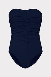 Textured Ruched One Piece Navy | Milly Women