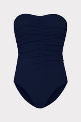 Textured Ruched One Piece Navy | Milly Women