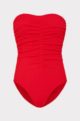 Textured Ruched One Piece Red | Milly Women