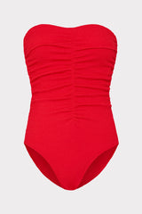 Textured Ruched One Piece Red | Milly Women