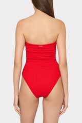 Textured Ruched One Piece Red | Milly Women