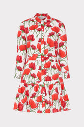 Priscilla Red Peonia Poplin Shirt Dress Red Multi | Milly Women