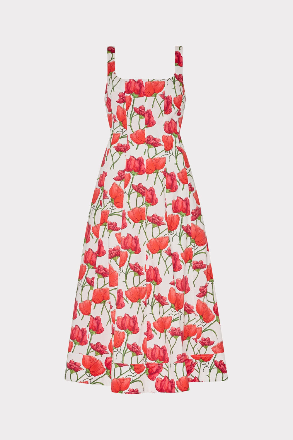 Nia Red Peonia Poplin Midi Dress Red Multi | Milly Women