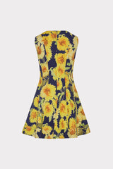 Poppy Sunflower Poplin Mini Dress Navy Multi | Milly Women