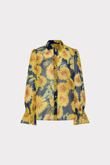 Lacey Sunflower Blouse Navy Multi | Milly Women
