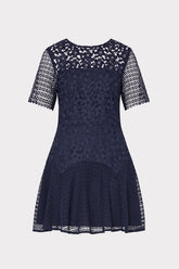 Lana Floral Geo Combo Lace Mini Dress Navy | Milly Women