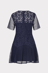 Lana Floral Geo Combo Lace Mini Dress Navy | Milly Women