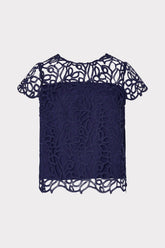 Baby Curled Lace Top Navy | Milly Women