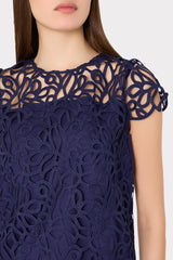 Baby Curled Lace Top Navy | Milly Women