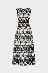 Paloma Two Tone Lace Midi Dress Black/White | Milly Women