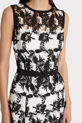 Paloma Two Tone Lace Midi Dress Black/White | Milly Women