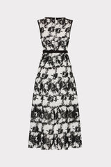 Paloma Two Tone Lace Midi Dress Black/White | Milly Women