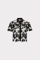 Addison Two Tone Lace Top Black/White | Milly Women