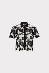 Addison Two Tone Lace Top Black/White | Milly Women