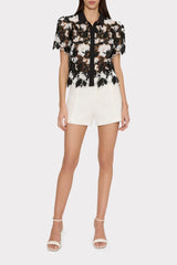 Addison Two Tone Lace Top Black/White | Milly Women