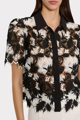 Addison Two Tone Lace Top Black/White | Milly Women