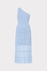 One Shoulder Sheer Knit Midi Dress Light Blue | Milly Women