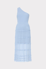 One Shoulder Sheer Knit Midi Dress Light Blue | Milly Women