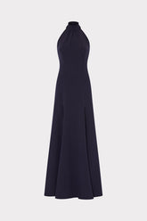 Elena High Neck Cady Dress Navy | Milly Women