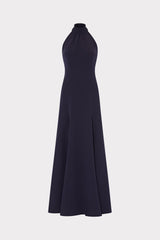 Elena High Neck Cady Dress Navy | Milly Women