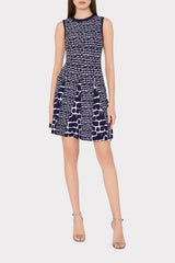 Tile Wave Jacquard Knit Mini Dress Navy/Ecru | Milly Women