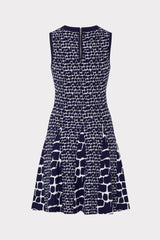 Tile Wave Jacquard Knit Mini Dress Navy/Ecru | Milly Women