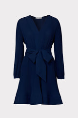 Liv Pleated Dress Navy | Milly Women