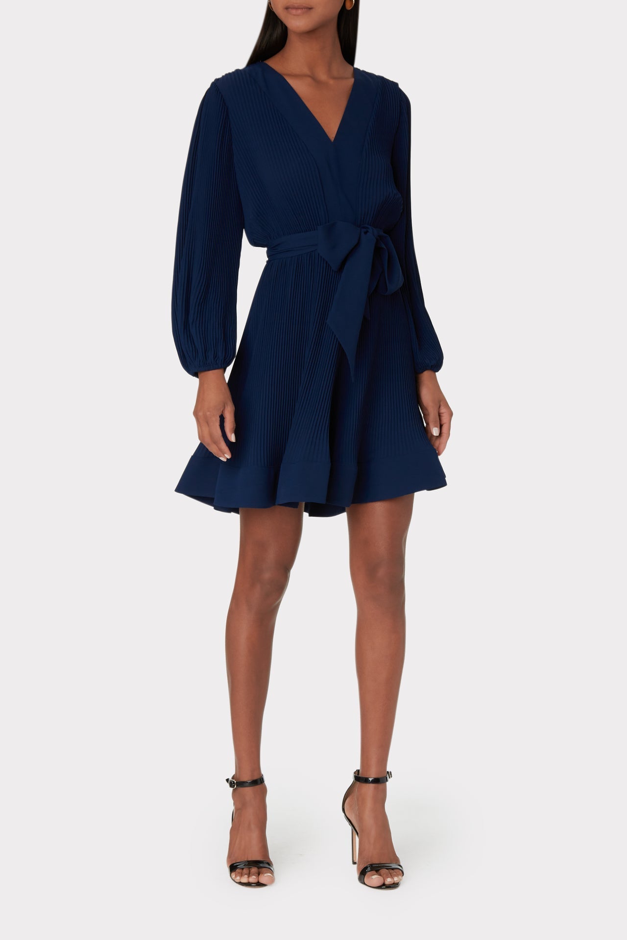 Liv Pleated Dress Navy | Milly Women