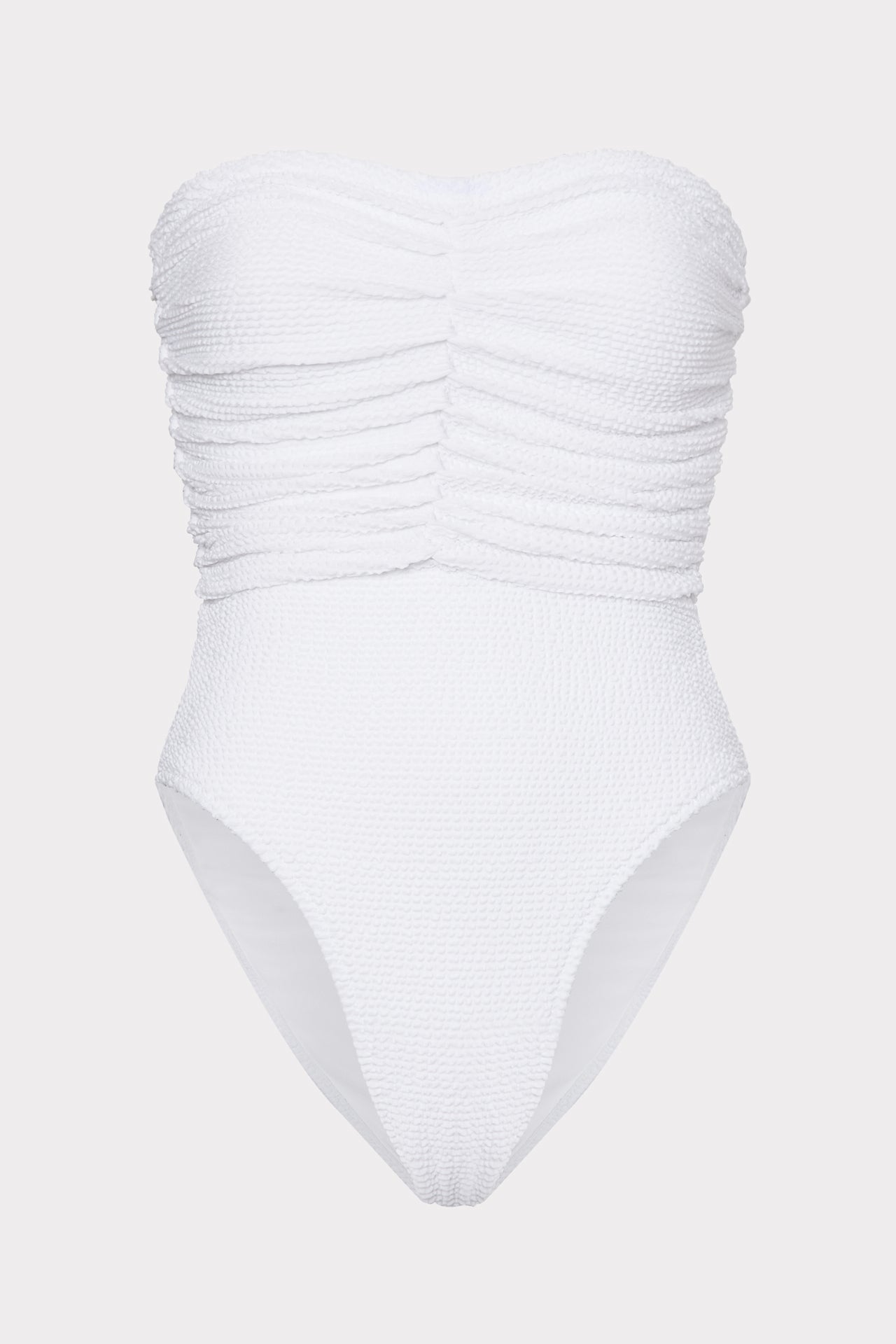 Textured Ruched One Piece White | Milly Women