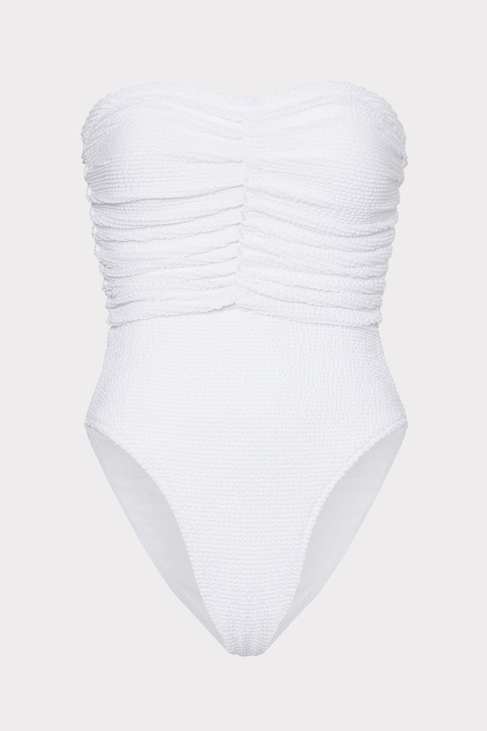 Textured Ruched One Piece White | Milly Women