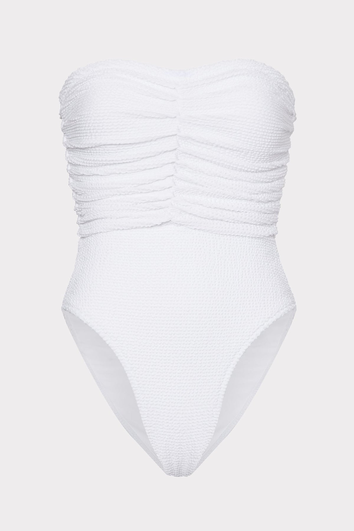 Textured Ruched One Piece White | Milly Women