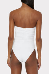 Textured Ruched One Piece White | Milly Women