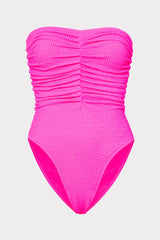 Textured Ruched One Piece Neon Pink | Milly Women
