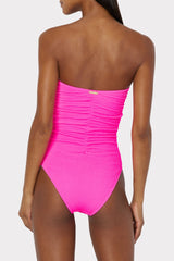 Textured Ruched One Piece Neon Pink | Milly Women