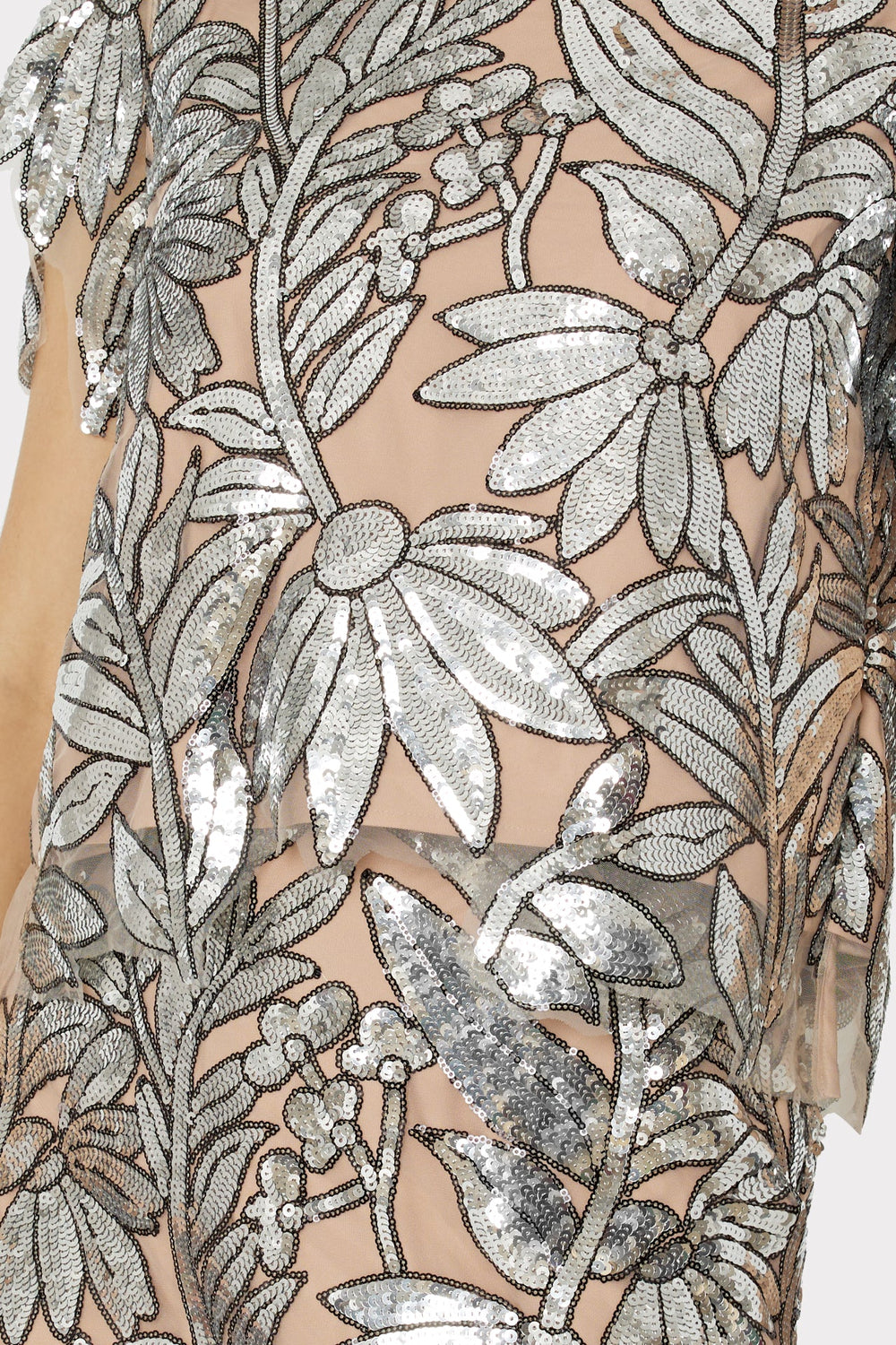 Kristina Sequin Lace Skirt Silver | Milly Women