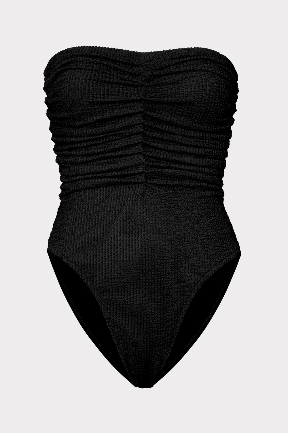 Textured Ruched One Piece Black | Milly Women
