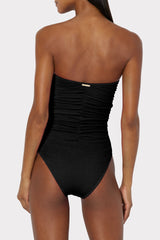 Textured Ruched One Piece Black | Milly Women