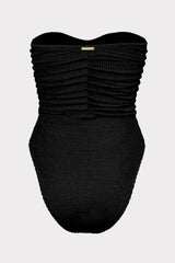 Textured Ruched One Piece Black | Milly Women