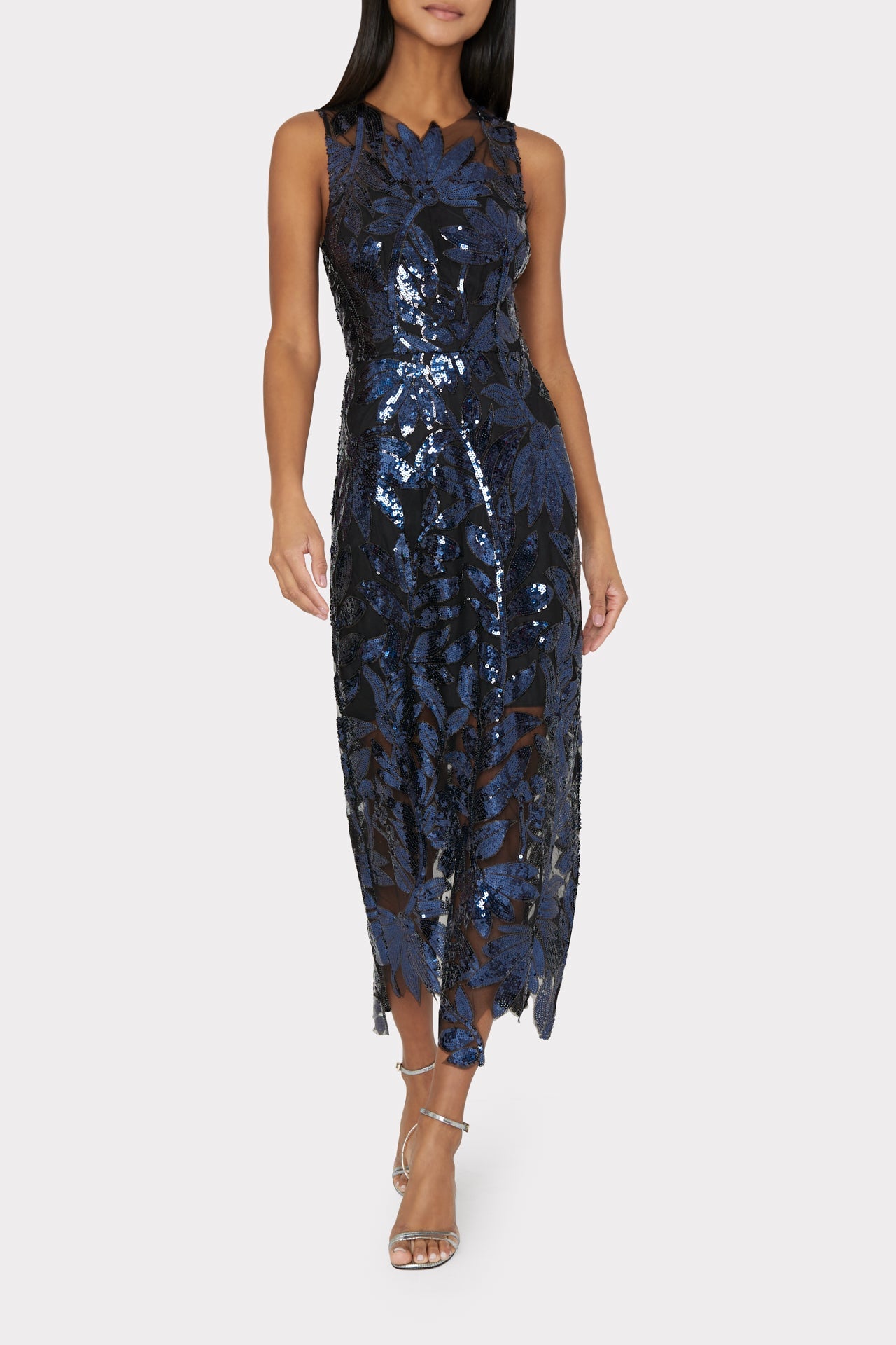 Kinsley Floral Sequins Dress Navy | Milly Women
