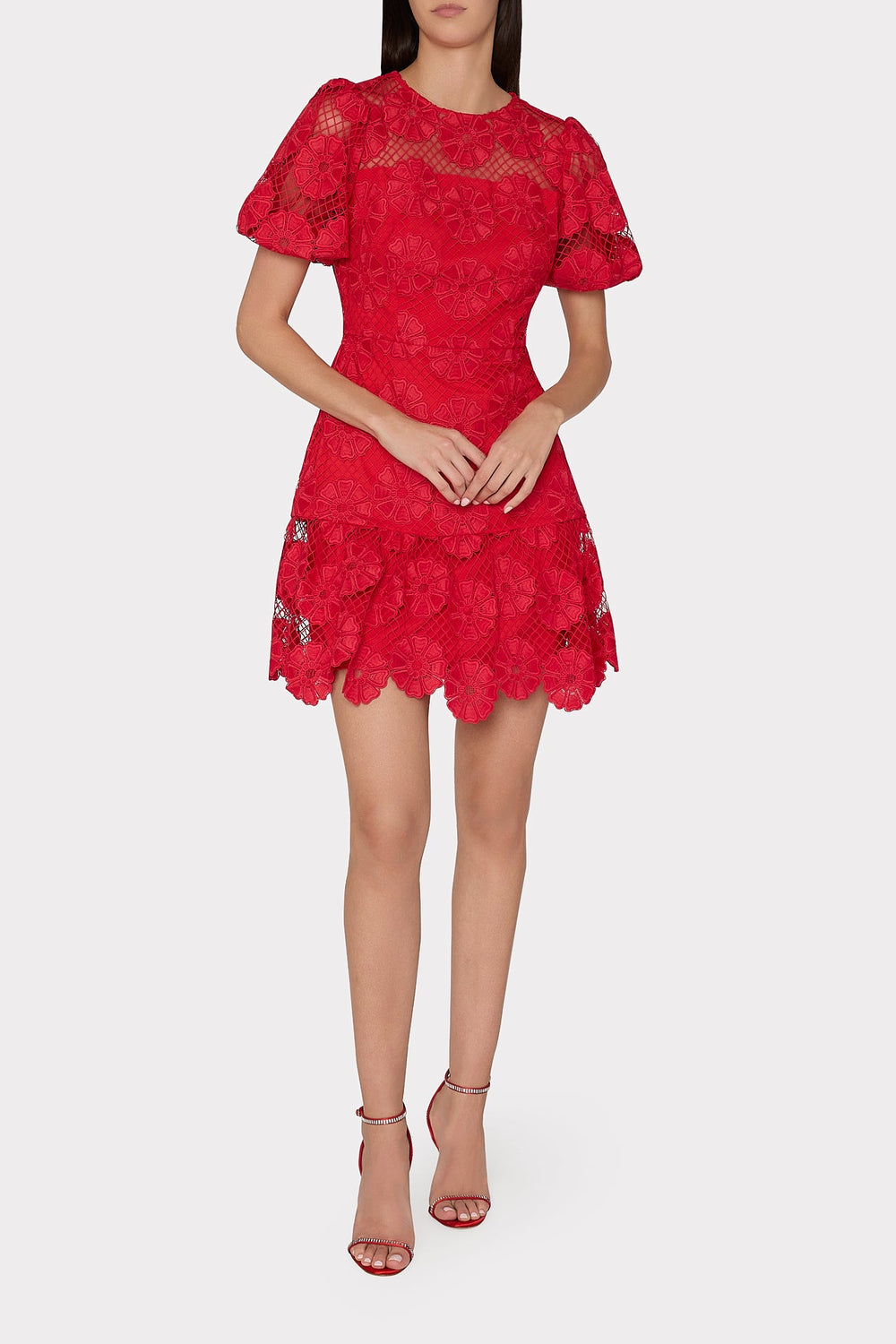 Yasmin Daisy Lace Dress Red | Milly Women