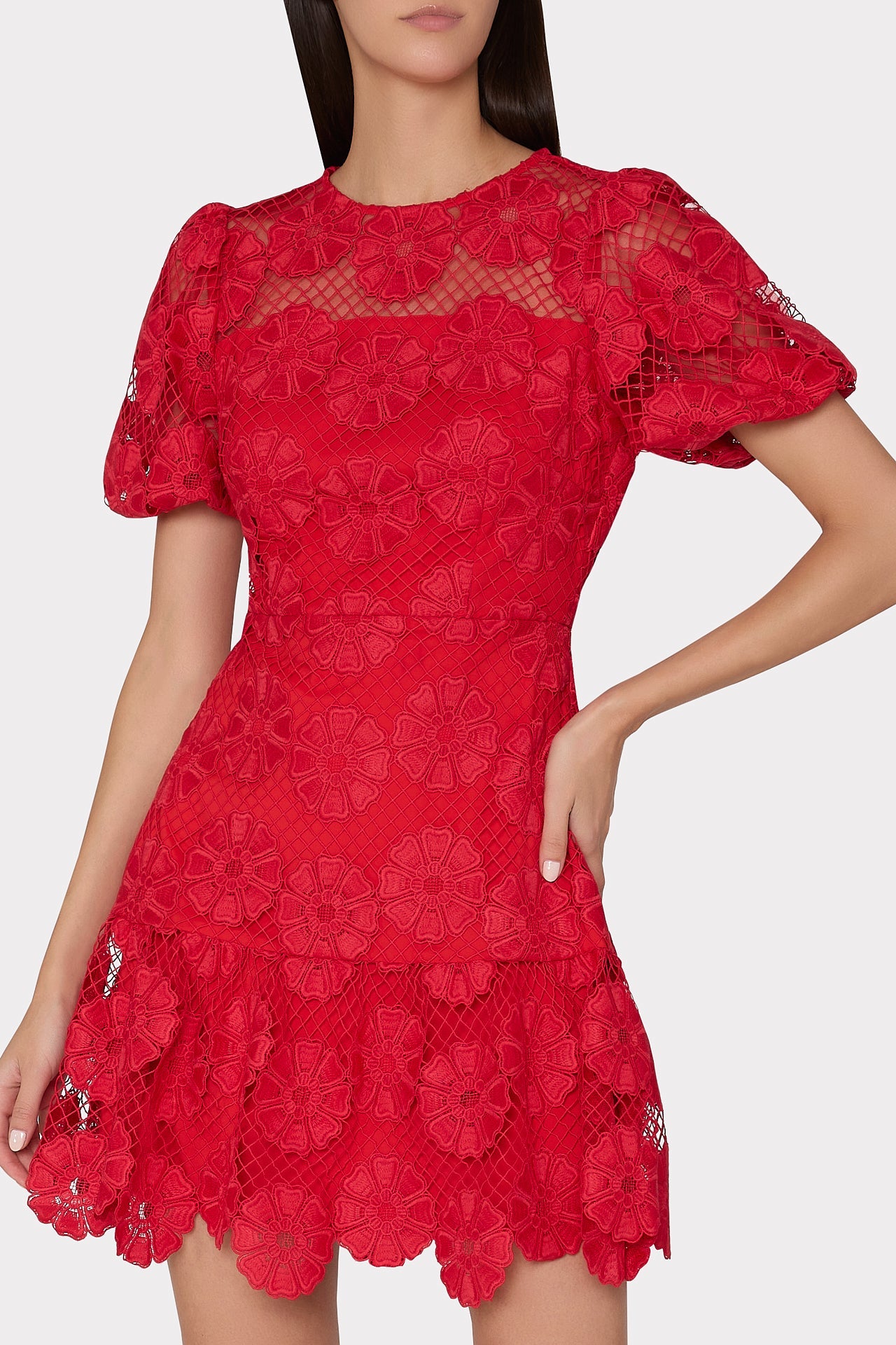 Yasmin Daisy Lace Dress Red | Milly Women